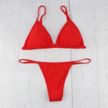 Padded Bra G-string Thong Bikini Swimwear Two Piece Red Black